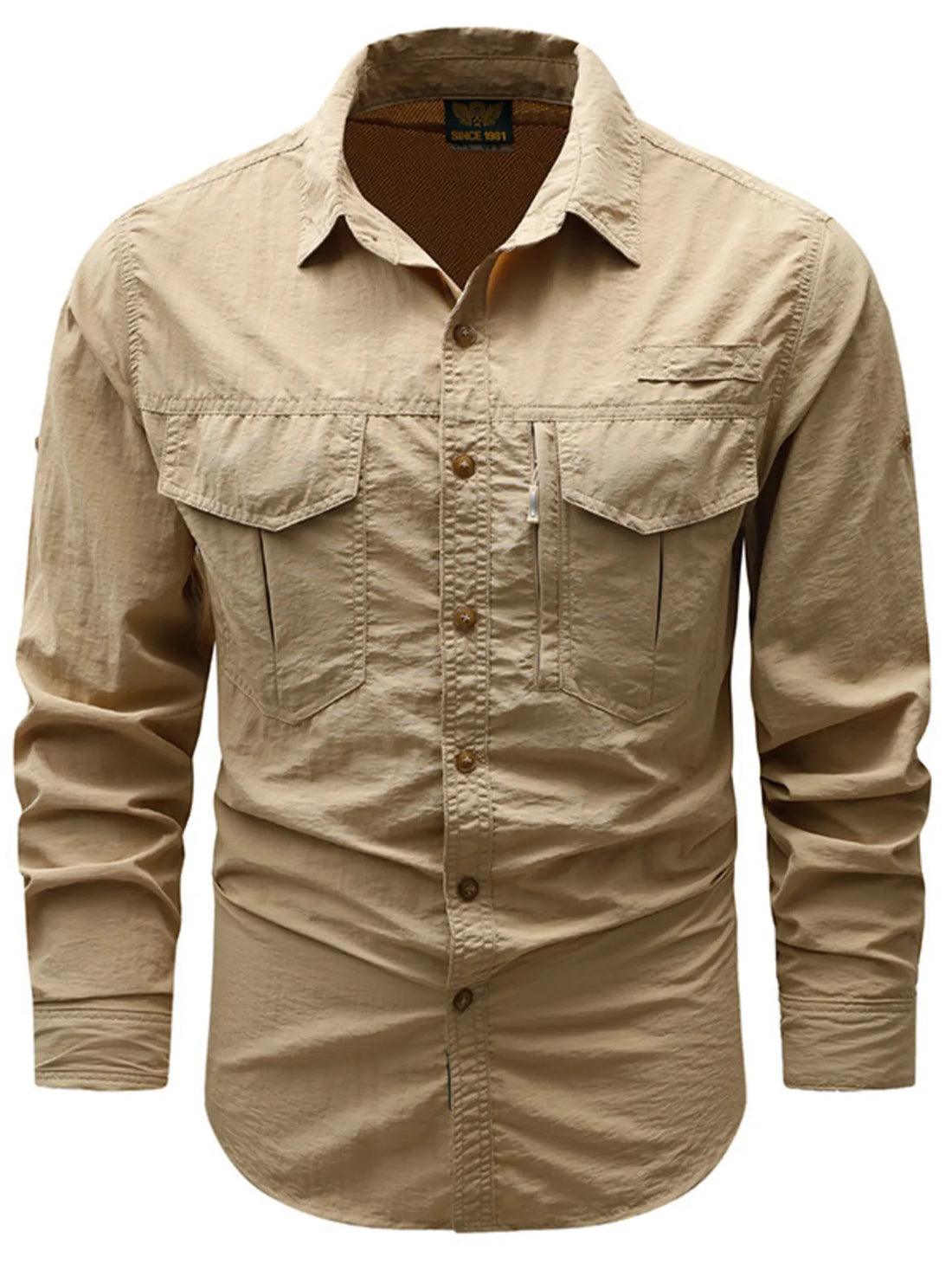 Men's Plus Size Button Up Long Sleeve Shirt - cas7m