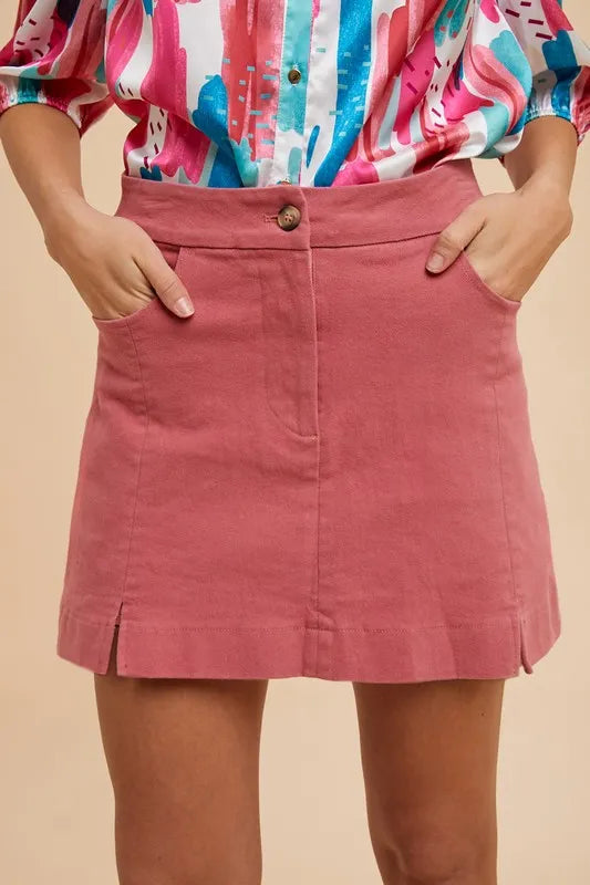 Annie Wear Comfort Stretch Cotton Slit Detailed Mini Skirt - cas7m