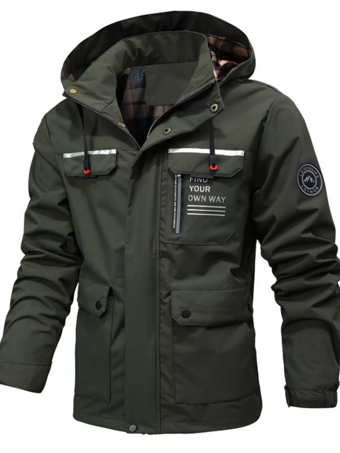 Men's Plus Size Hooded Outdoor Windproof Coat - cas7m
