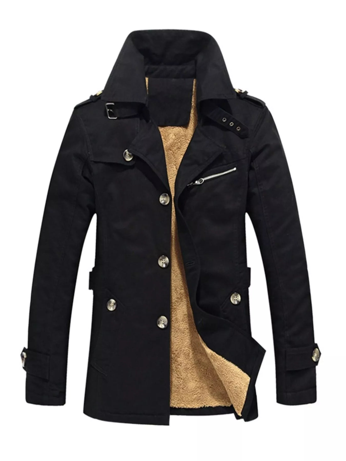 Men's Plus Size Button Up Long Sleeve Coat - cas7m