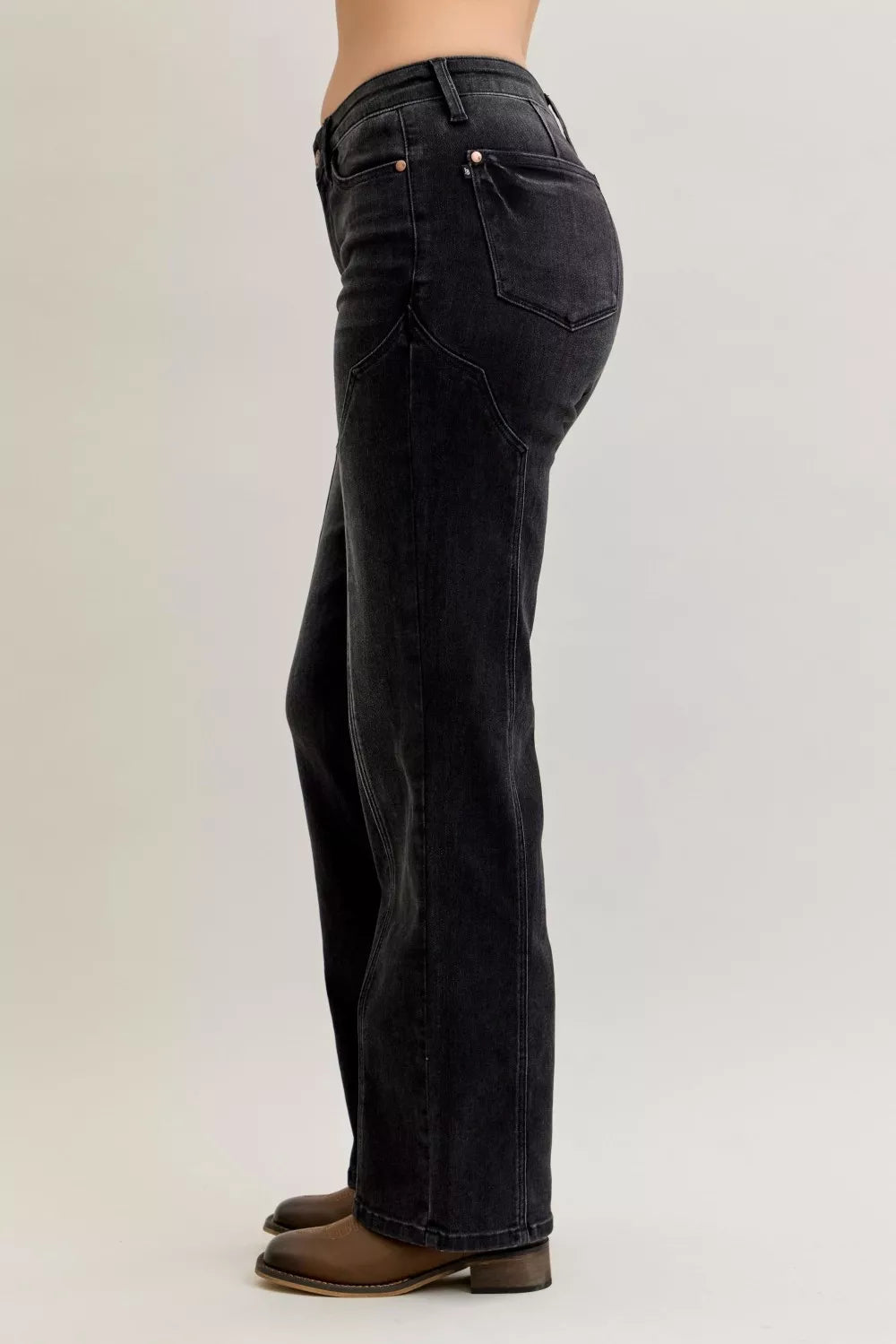 Judy Blue Mid Rise Straight Western Seam Detail Jeans - cas7m