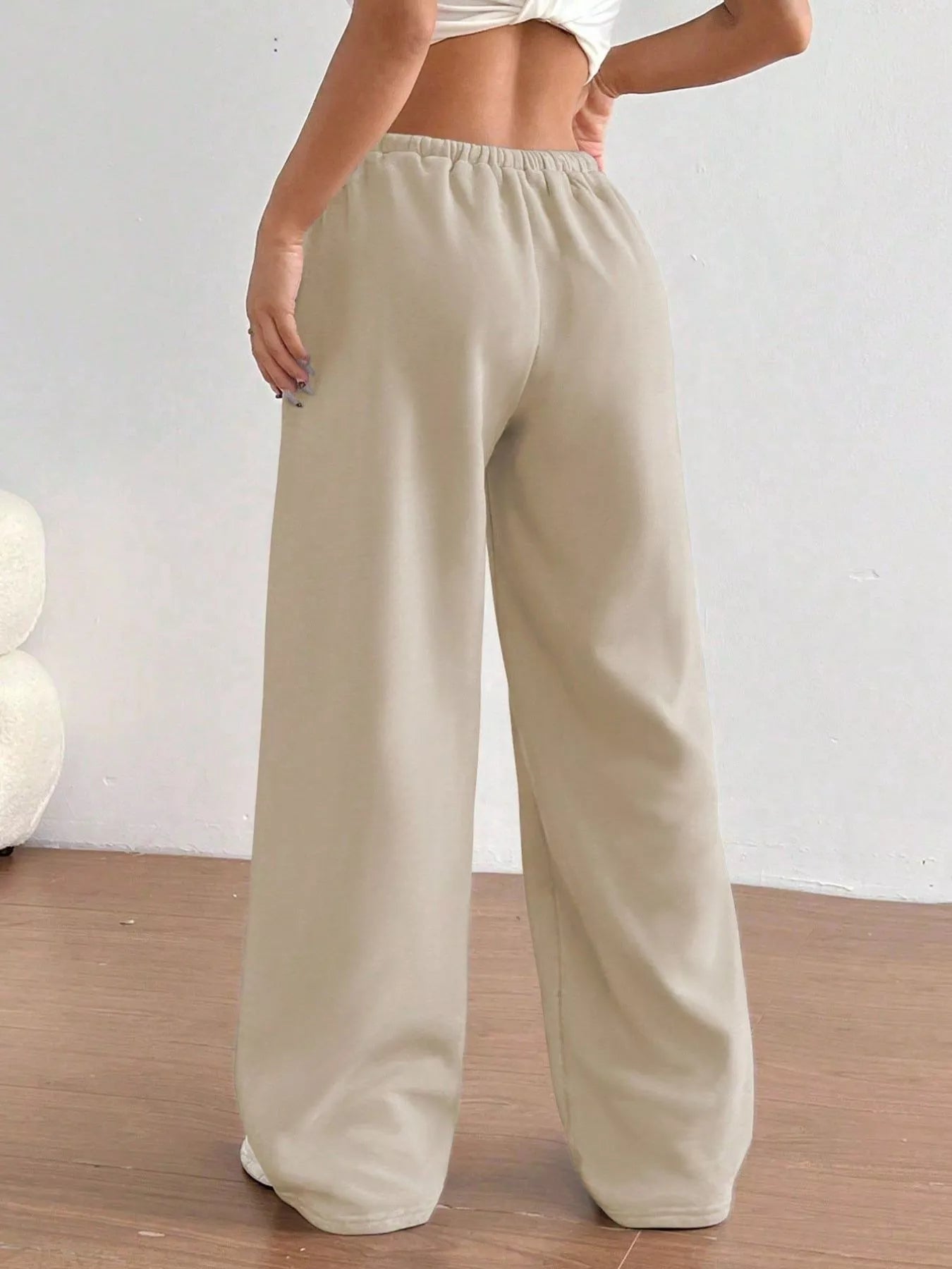 Casual Drawstring High Waist Wide Leg Sweatpants - cas7m