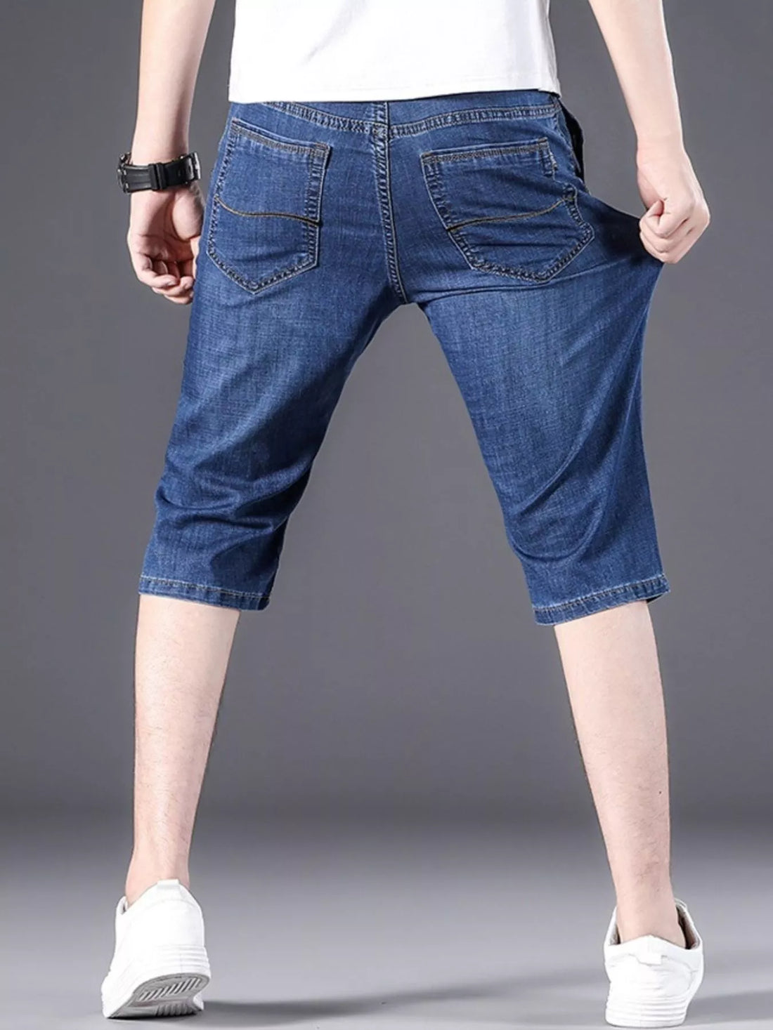 Men's Wash Denim Shorts with Relaxed Fit - cas7m