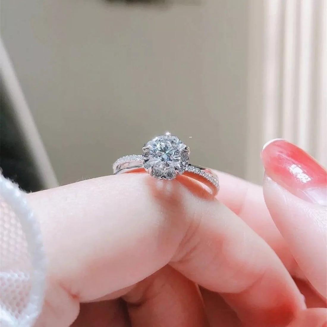1 Carat 925 Sterling Silver Moissanite Ring - cas7m