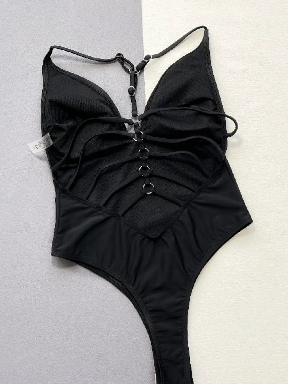 Cutout Plunge Spaghetti Strap One-Piece Swimwear - cas7m