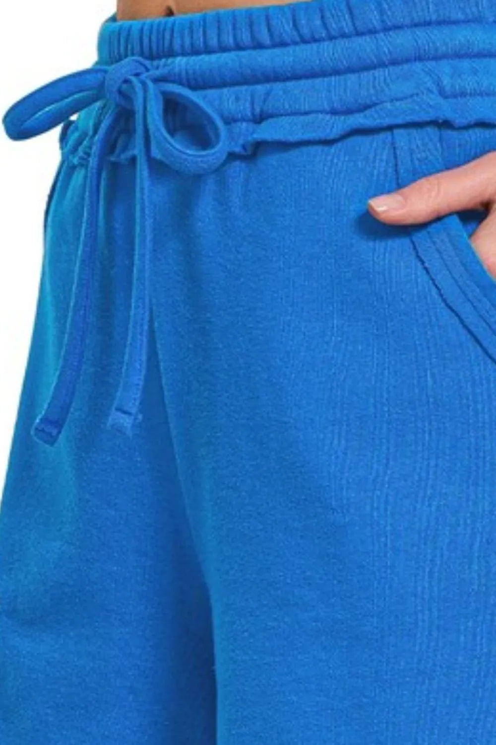 Zenana Fleece Raw Hem Shorts With Draw String - cas7m