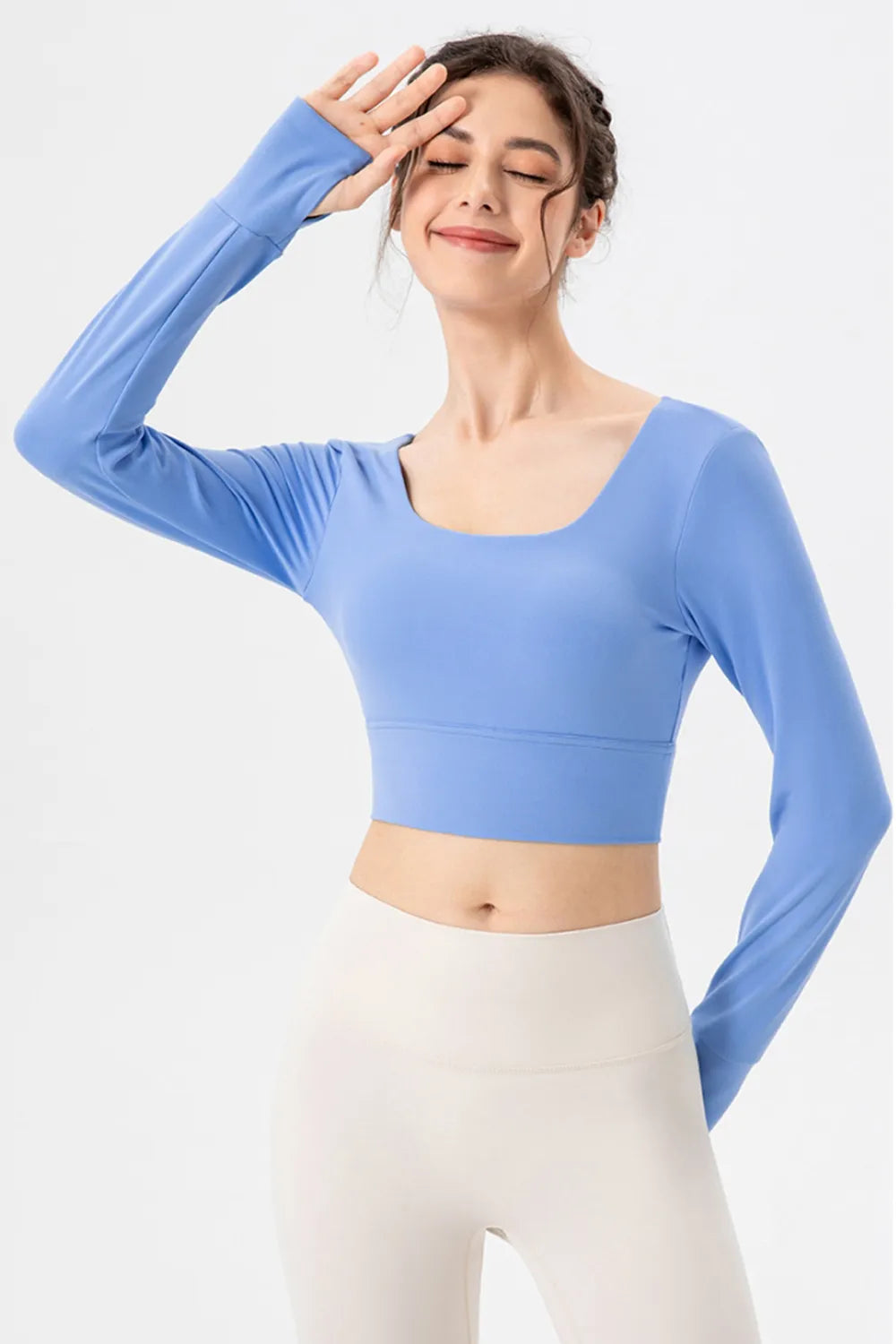 Square Neck Crisscross Active T-Shirt - cas7m