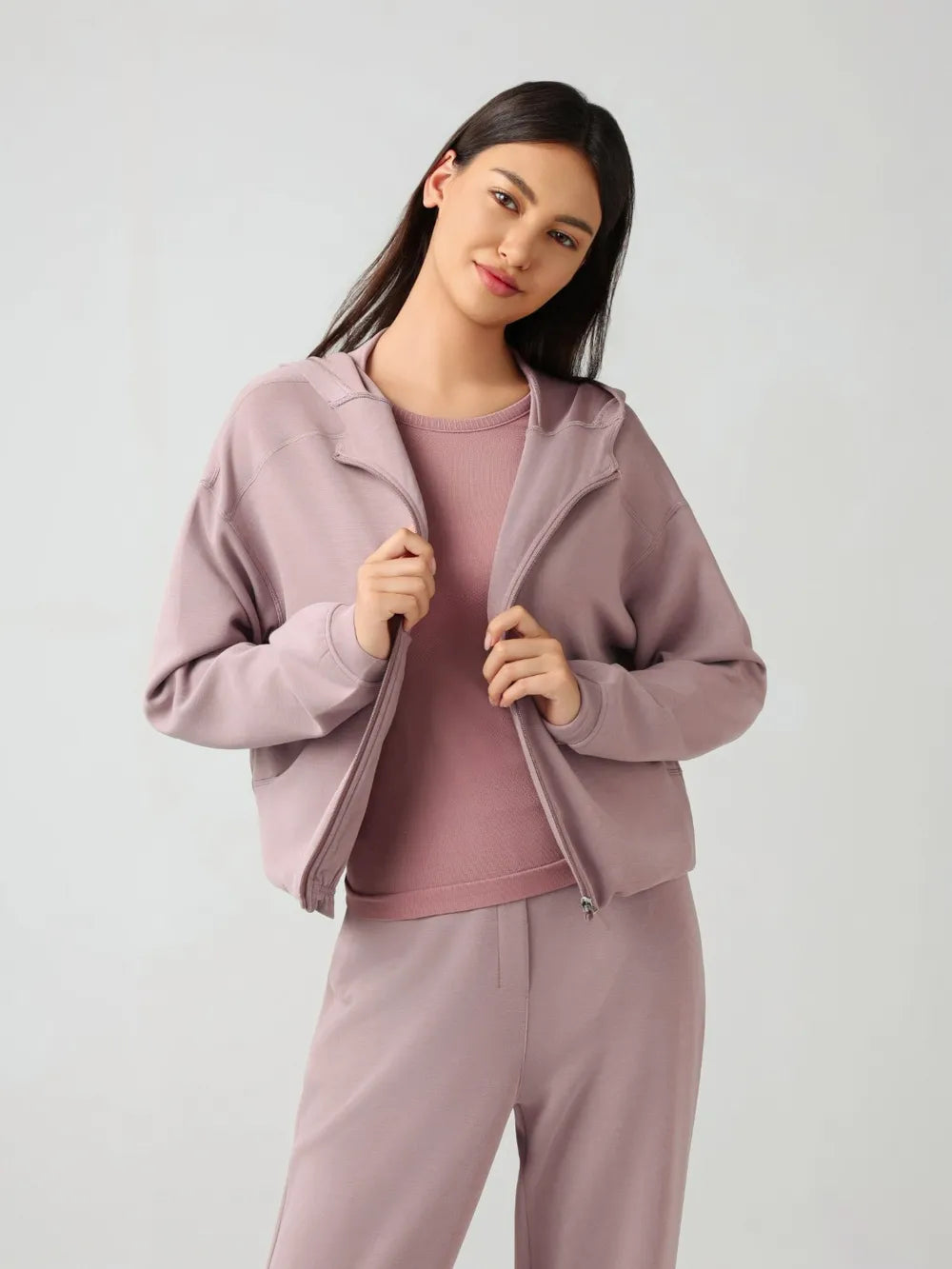 Millennia Zip Up Dropped Shouder Active Hooded - cas7m