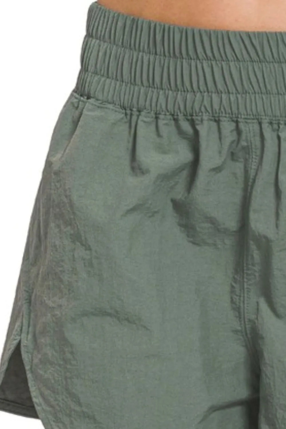 Zenana Windbreaker Smocked Waistband Running Shorts - cas7m