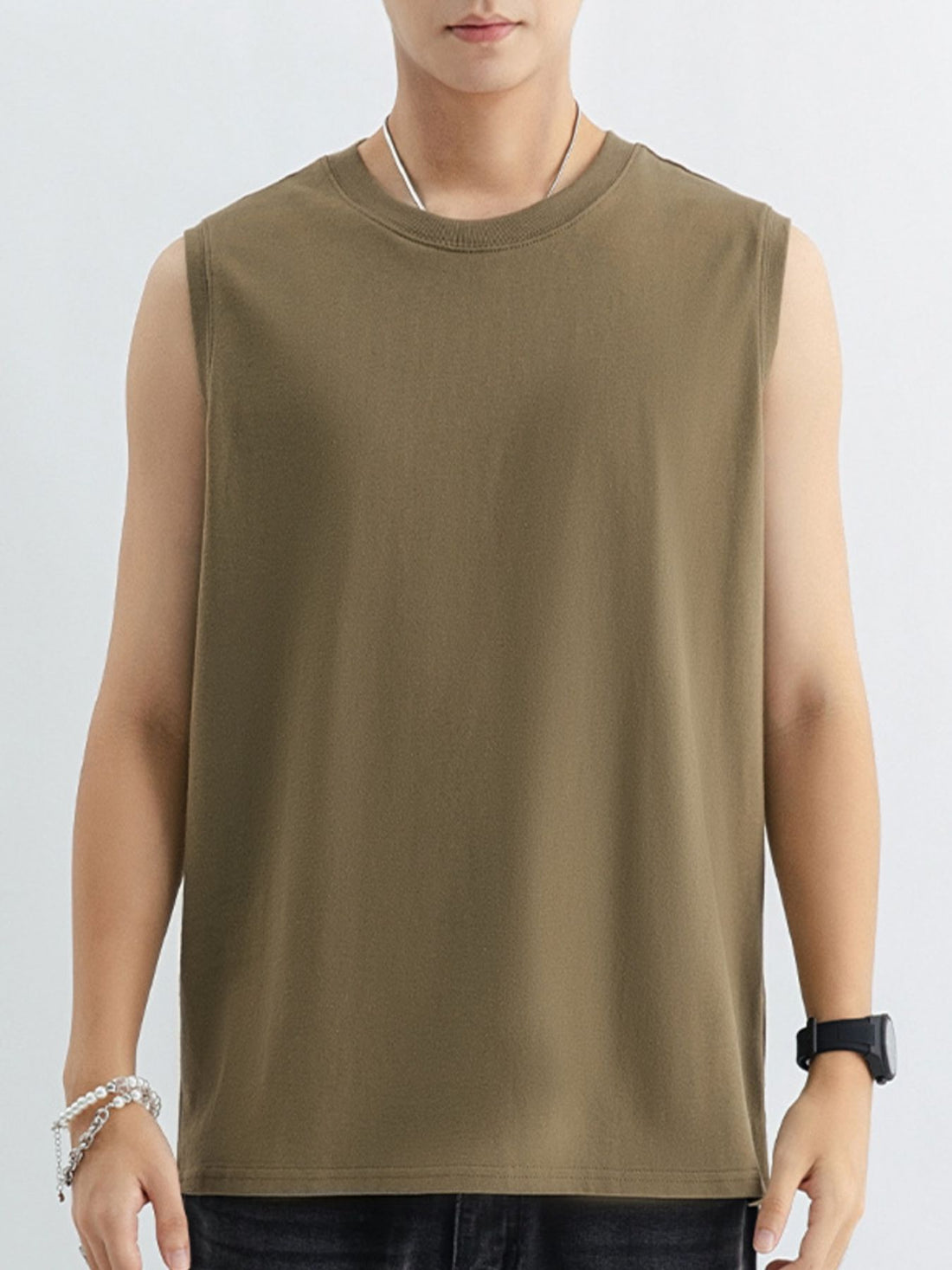 Men's Plus Size Round Neck Tank - cas7m
