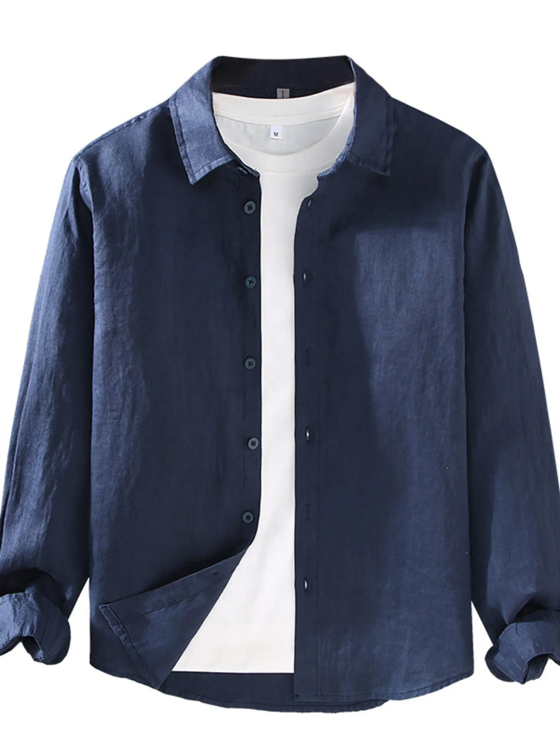 Men's Plus Size Button Up Long Sleeve Shirt - cas7m