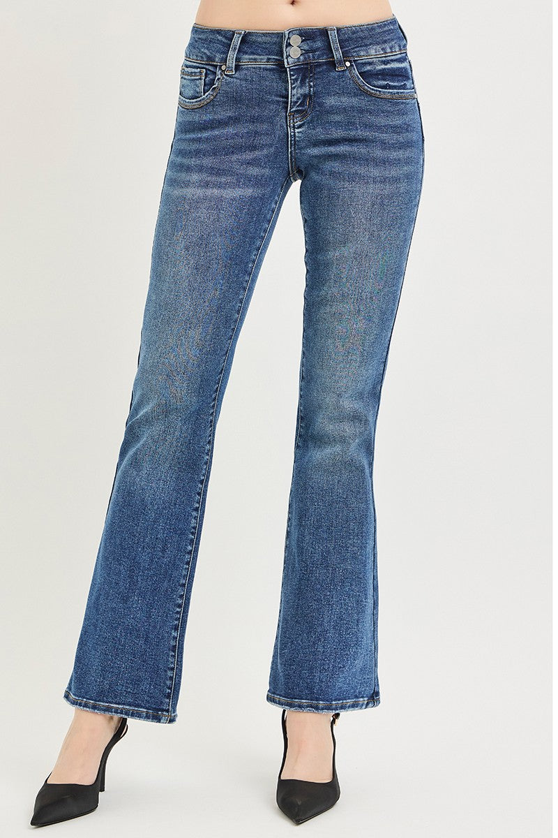 RISEN Tummy Control Low Rise Bootcut Jeans - cas7m