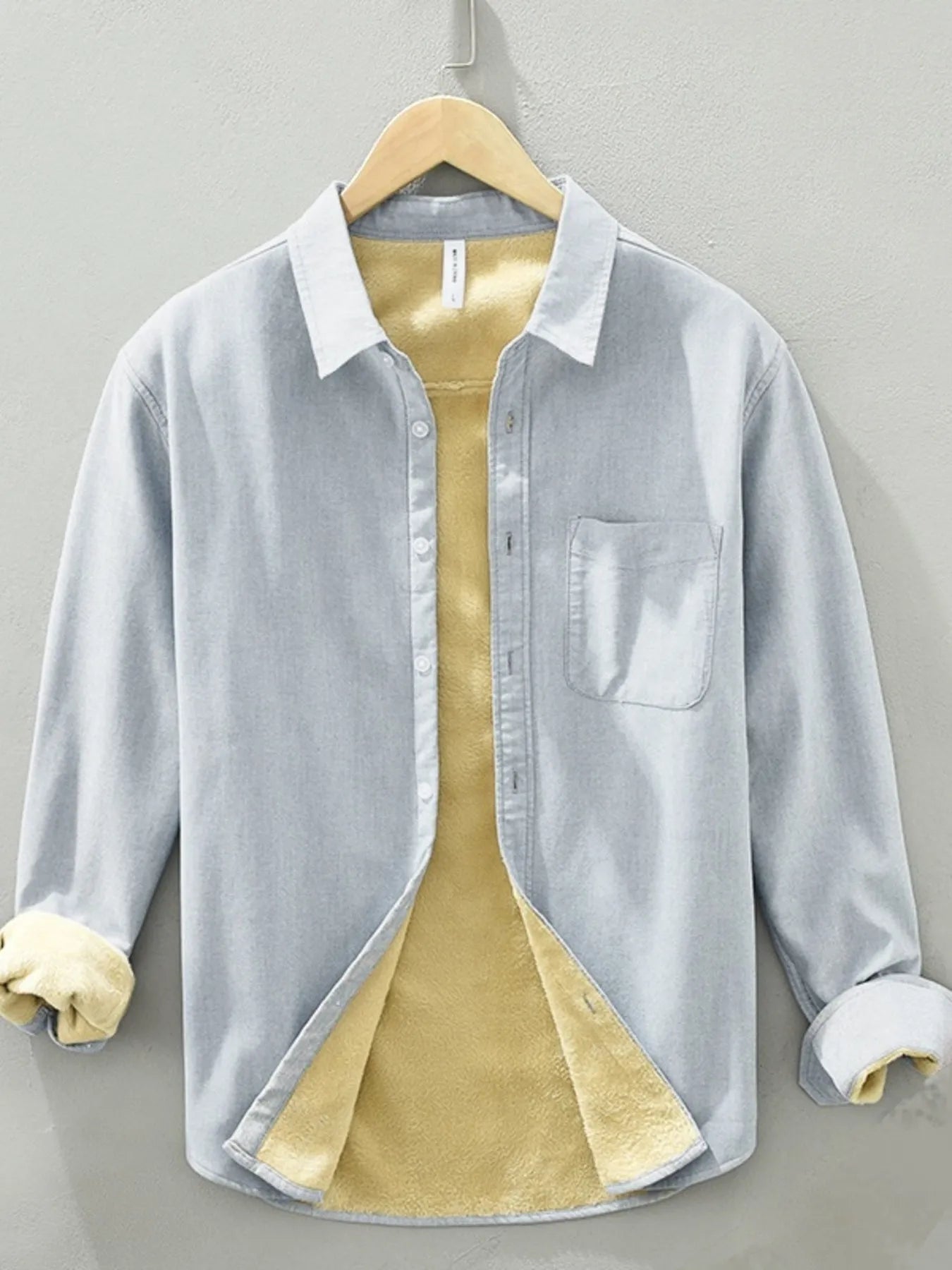 Men's Plus Size Button Up Long Sleeve Shirt - cas7m