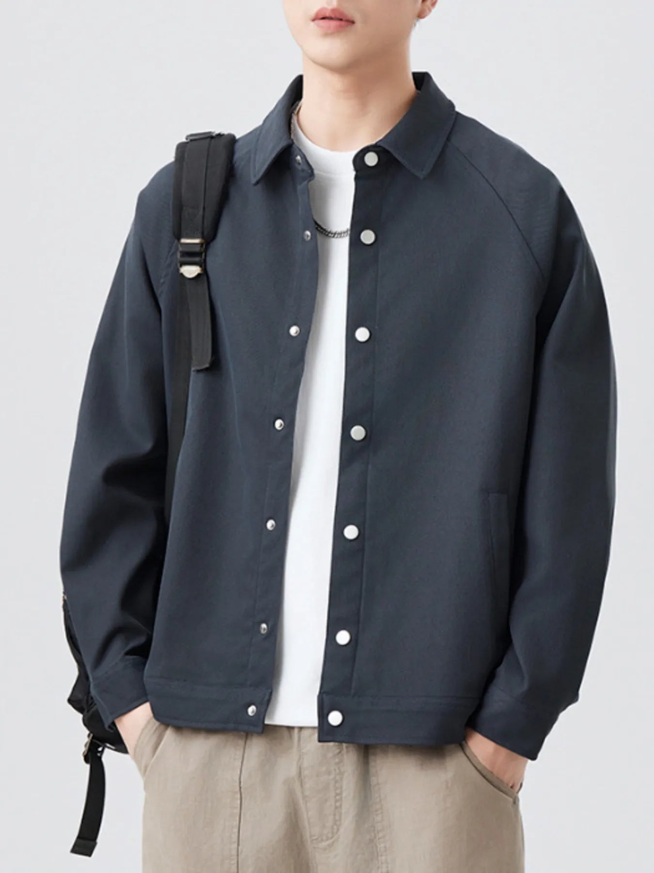 Men's Plus Size Button Up Long Sleeve Shirt - cas7m
