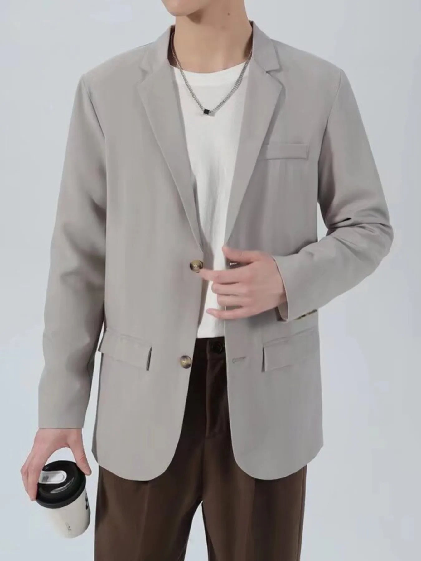 Men's Plus Size Classic Fit Two-Button Blazer - cas7m