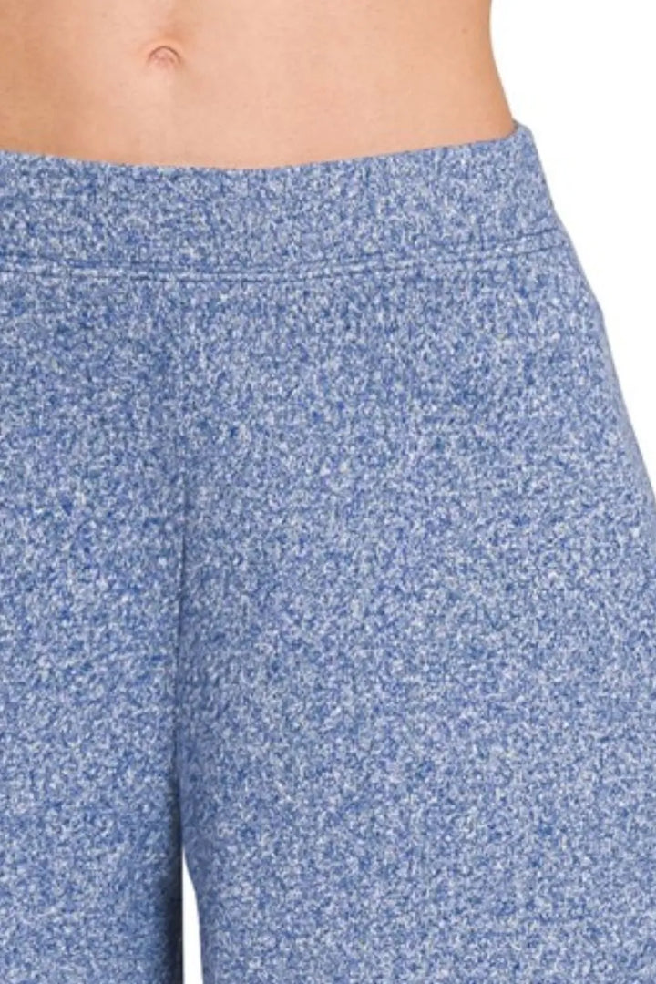 Zenana Soft Melange Hacci Elastic Waisted Shorts - cas7m