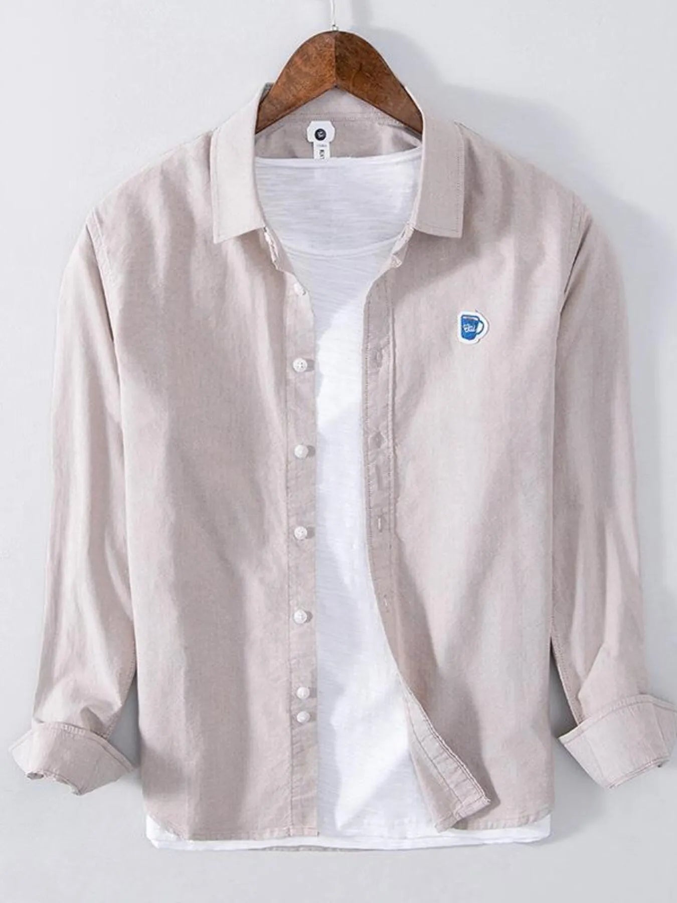 Men's Plus Size Button Up Long Sleeve Shirt - cas7m