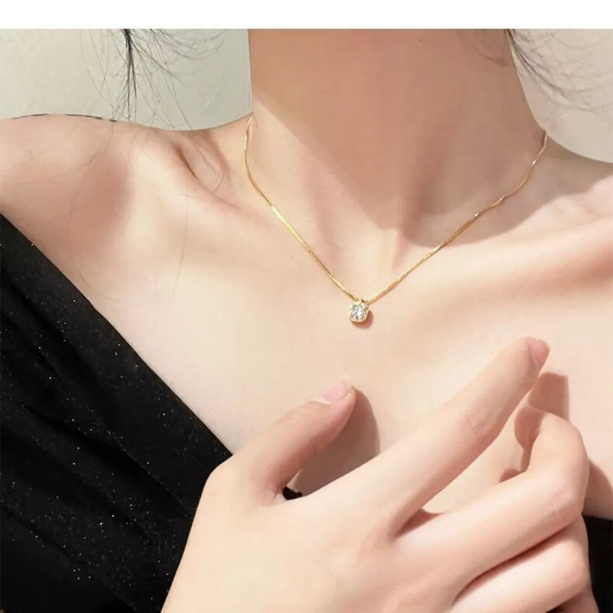 925 Sterling Silver Zircon Pendant Necklace - cas7m