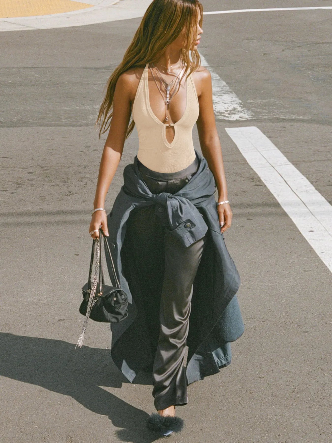 Cutout Ribbed Tank Top - cas7m