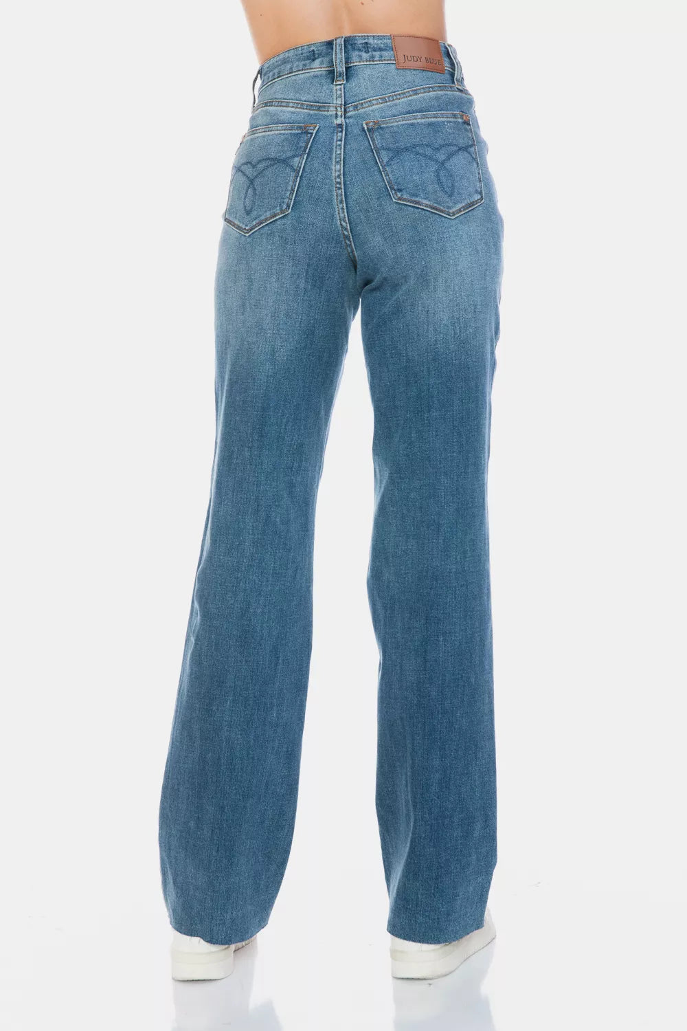 Judy Blue Full Size Tummy Control Cut Raw Hem Straight Jeans - cas7m