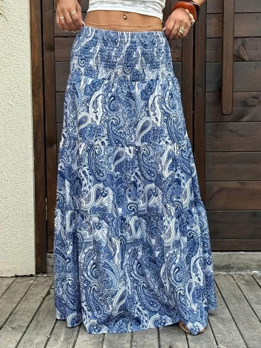 Paisley Print Maxi Skirt - cas7m