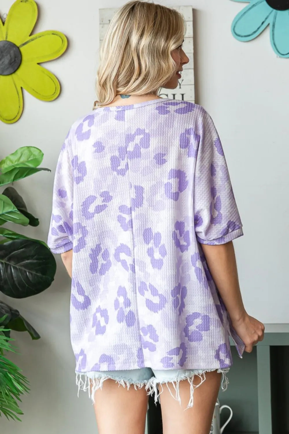HOPELY Print Waffle Oversized T-Shirt - cas7m