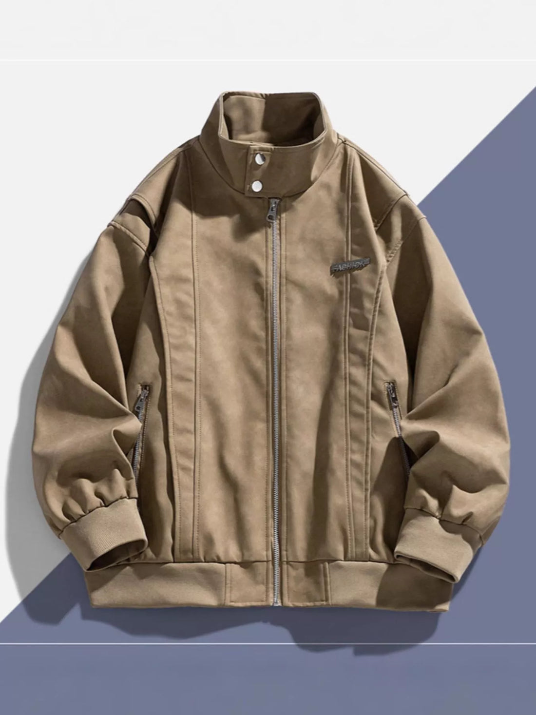 Men's Plus Size Zip Up Long Sleeve Jacket - cas7m