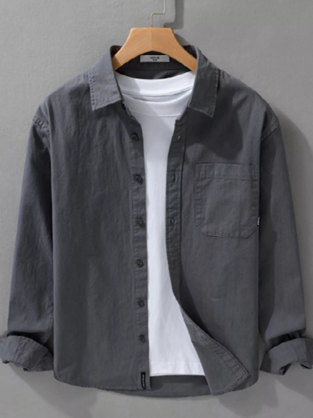 Men's Plus Size Button Up Long Sleeve Shirt - cas7m