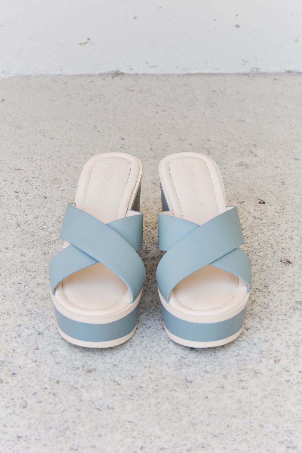 Weeboo Cherish The Moments Contrast Platform Sandals in Misty Blue - cas7m