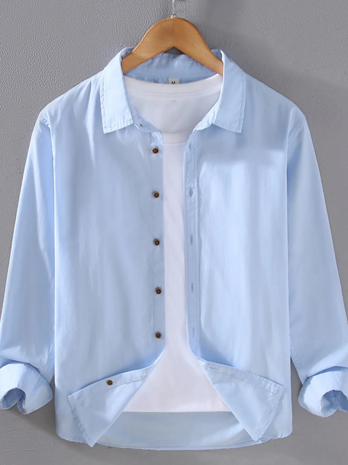 Men's Plus Size Long Sleeve Button-Up Shirt - cas7m