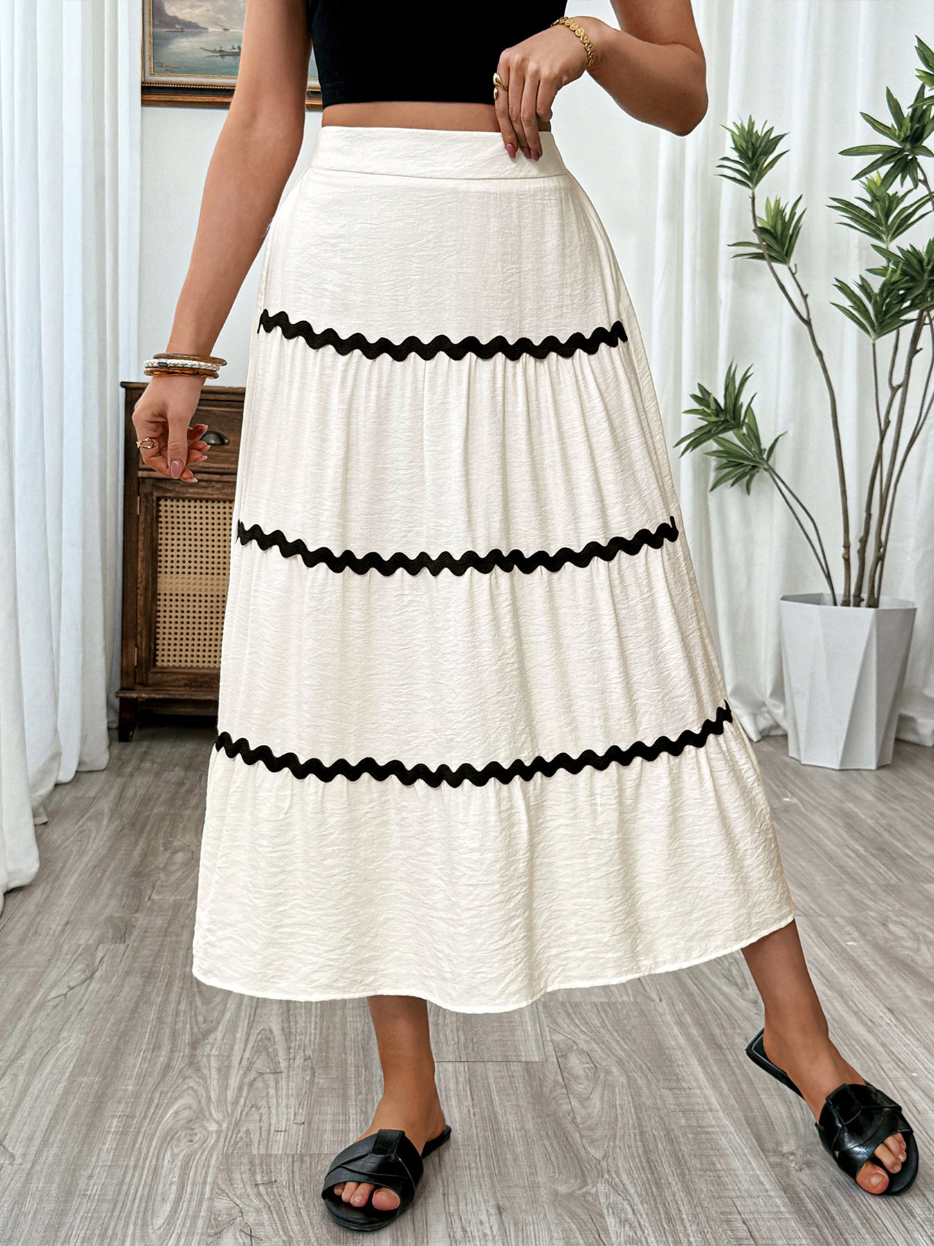 Tiered Flowy Midi Skirt - cas7m