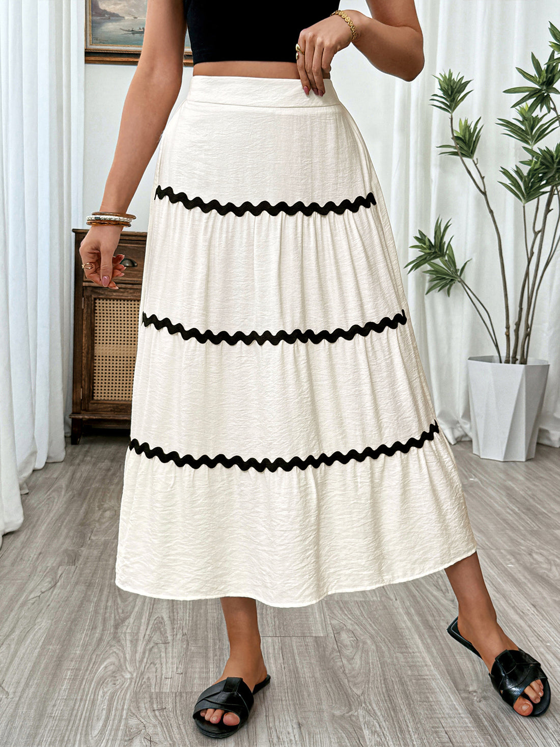 Tiered Flowy Midi Skirt - cas7m