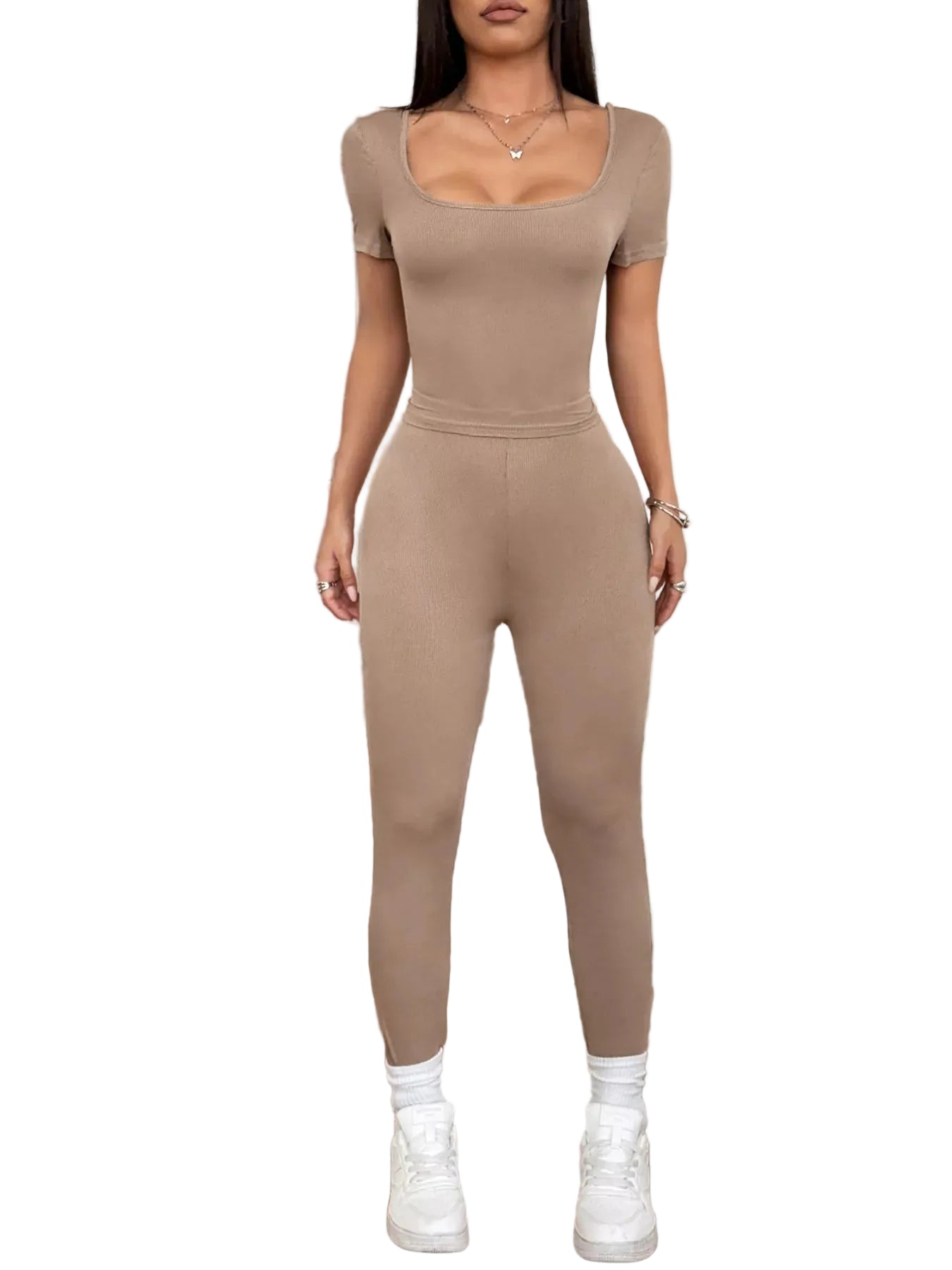Short Sleeve Top and Leggings Set - cas7m