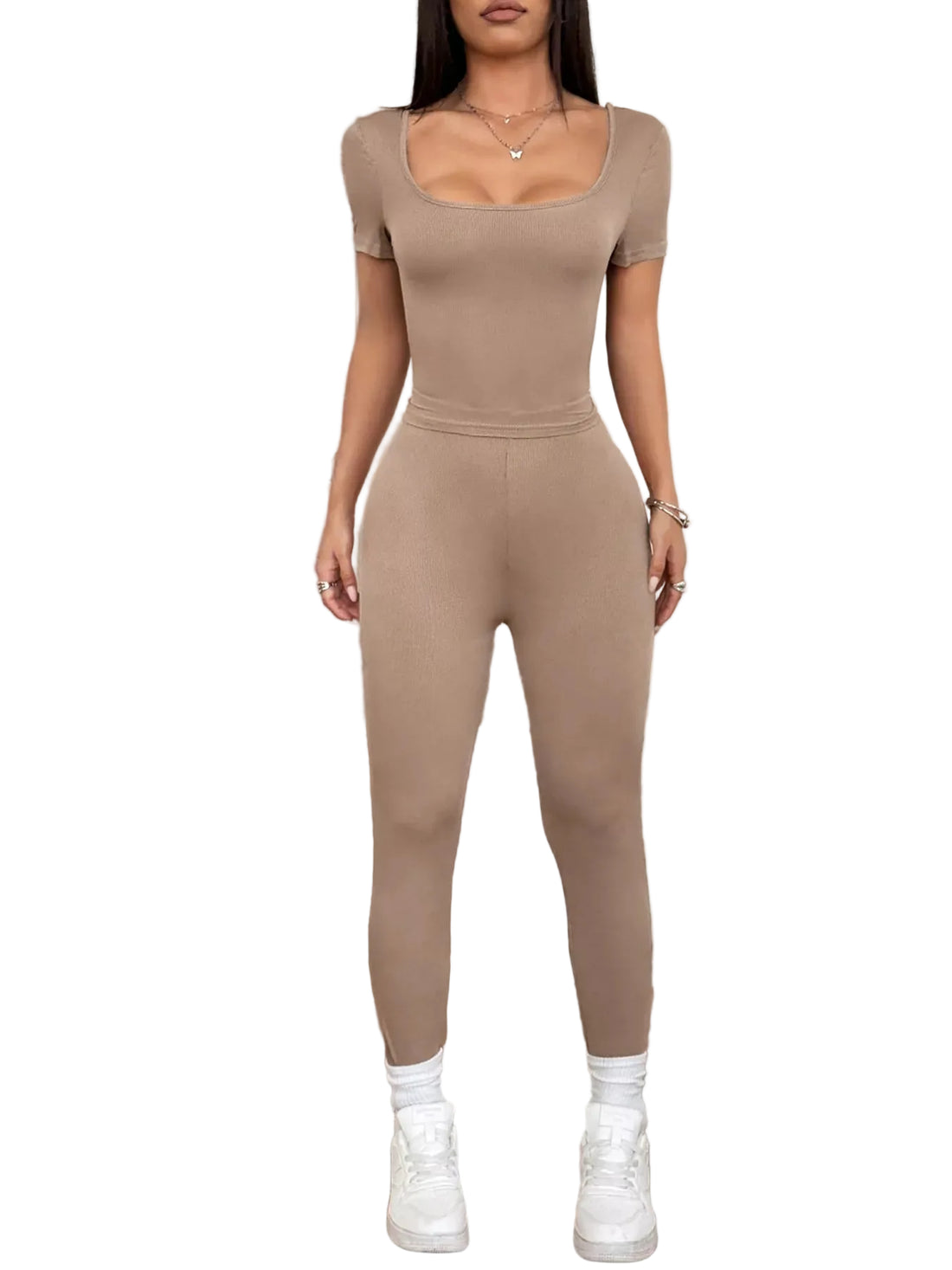 Short Sleeve Top and Leggings Set - cas7m