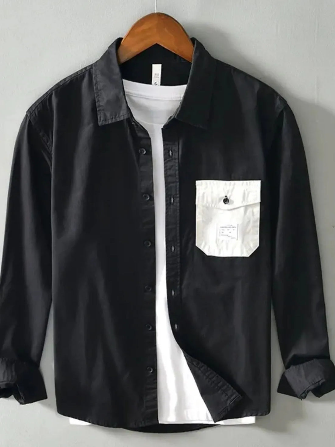 Men's Plus Size Button Up Long Sleeve Shirt - cas7m