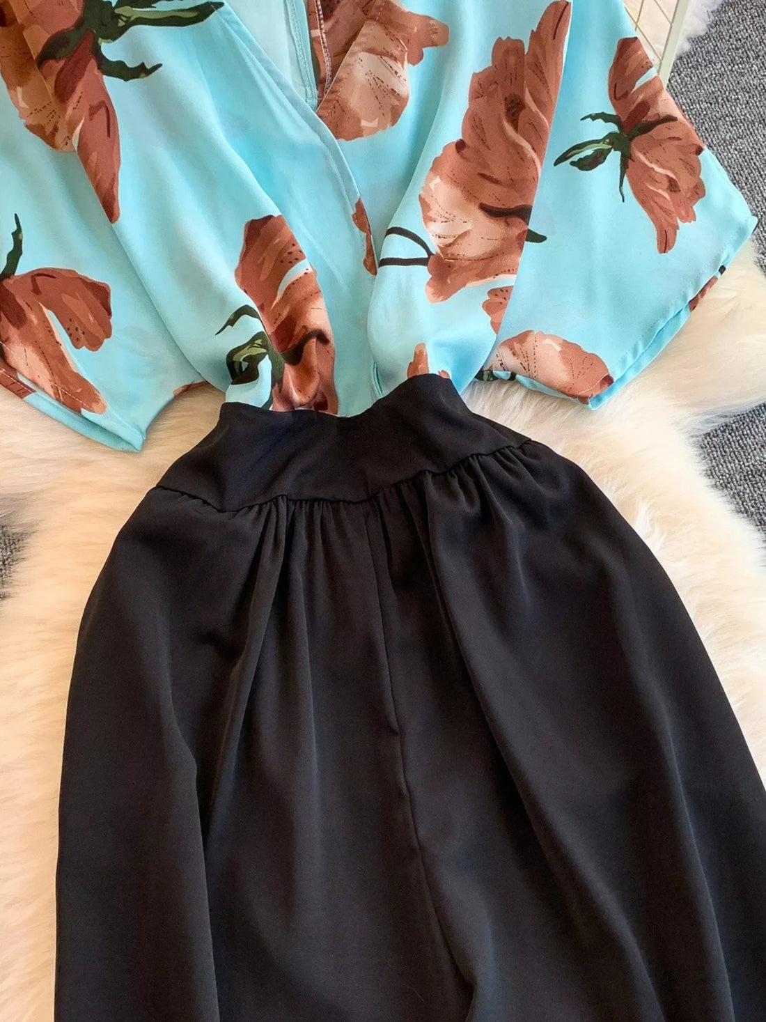 Printed Wide Leg Jumpsuit - cas7m
