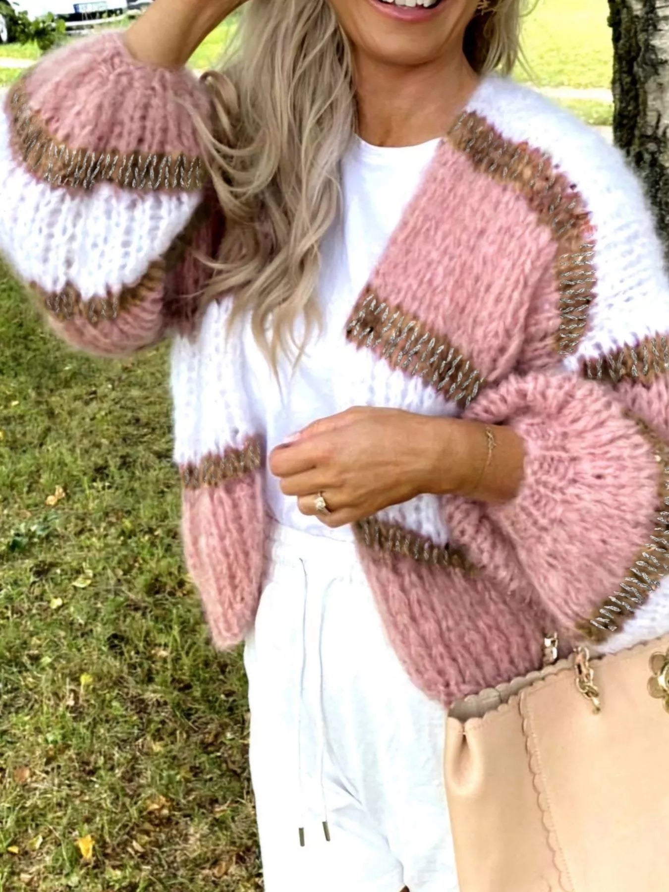 Color Block Open Front Cardigan - cas7m