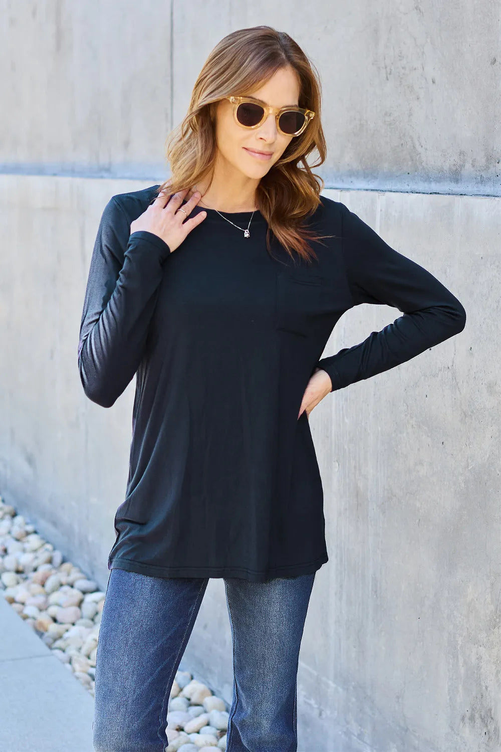 Basic Bae Full Size Round Neck Long Sleeve Top - cas7m
