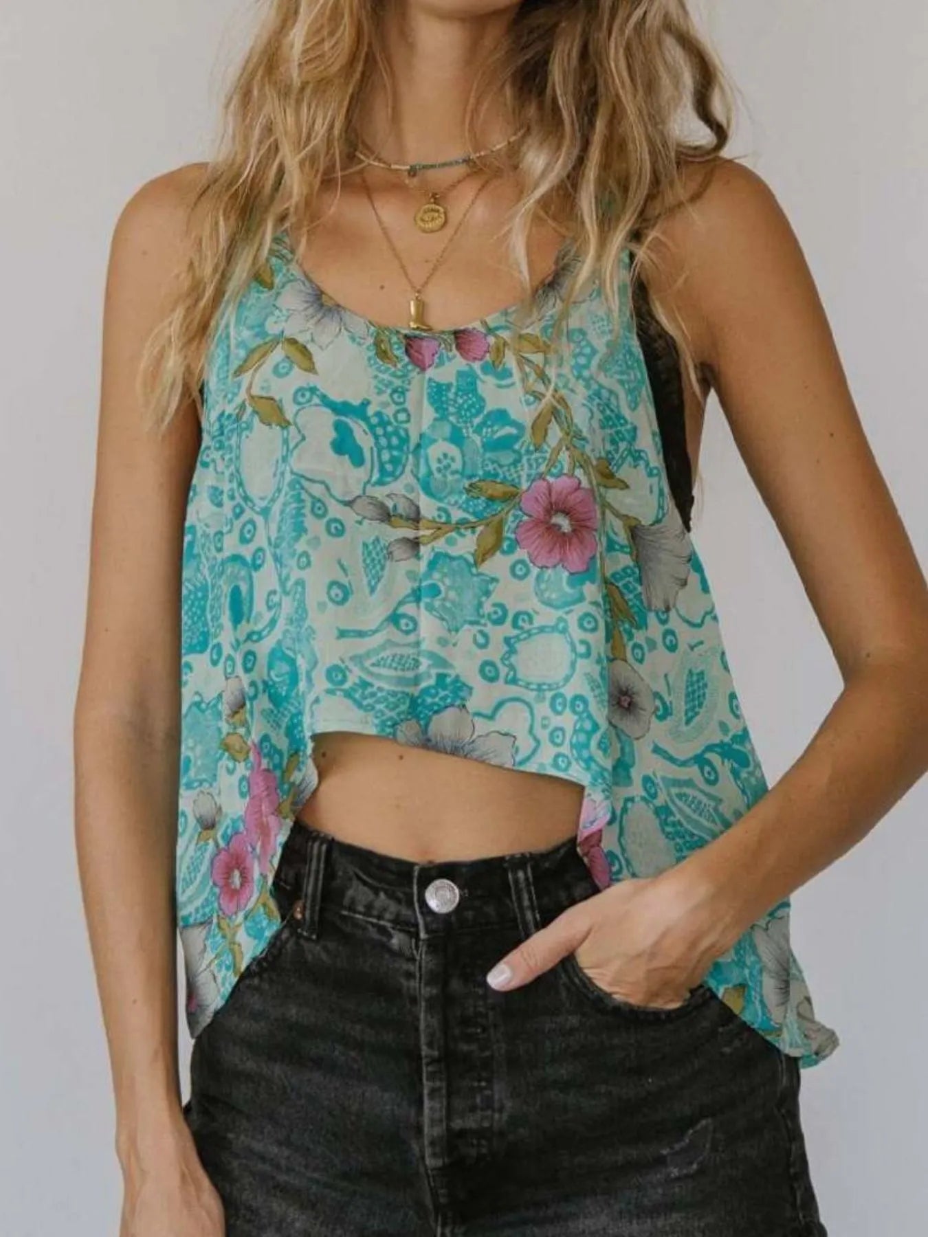 Printed Scoop Neck Tank - cas7m