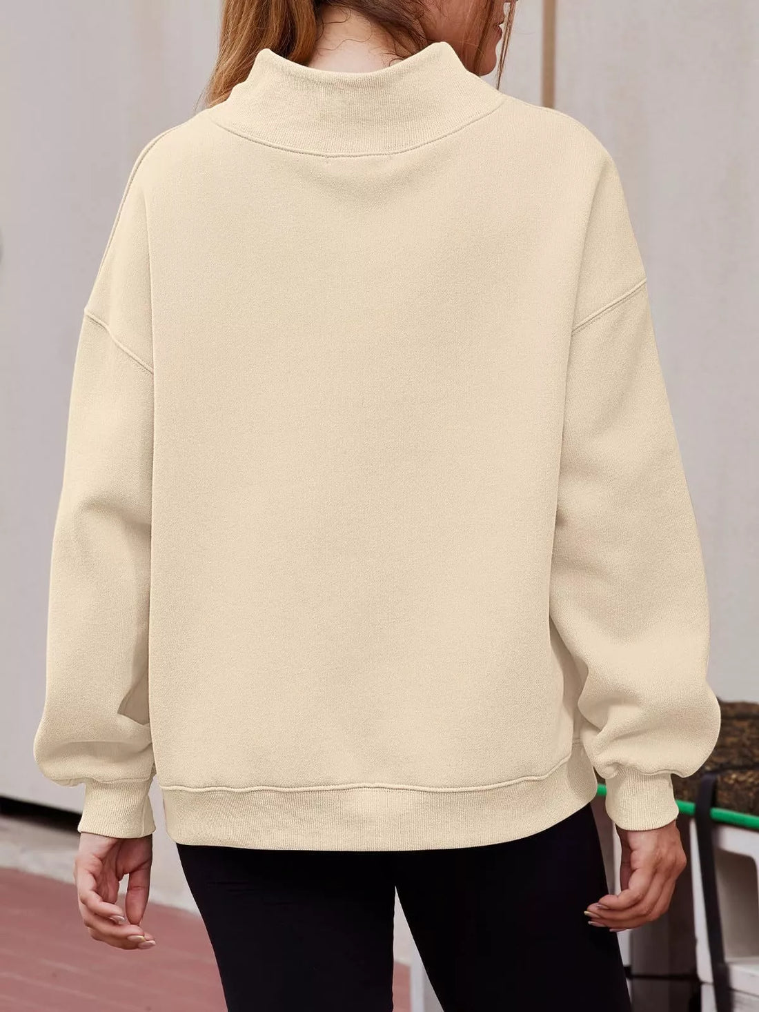 Mock Neck Dropped Shoulder Sweatshirt - cas7m