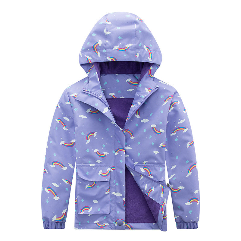Kids' Coat Windproof Waterproof Jacket Fleece-lined Camouflage Clothing - cas7m