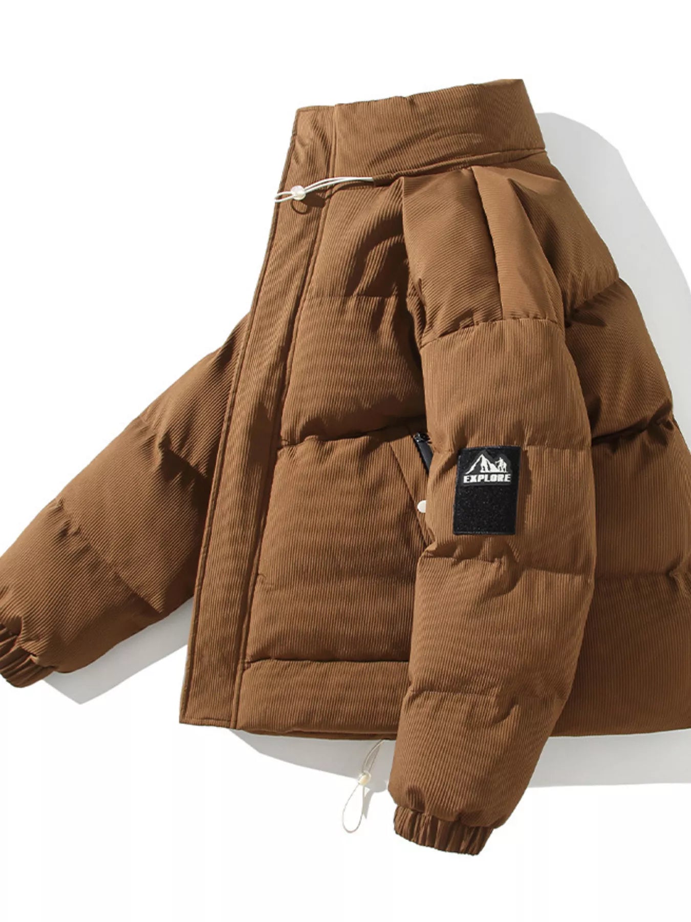 Men's Plus Size Zip Up Long Sleeve Puffer Jacket - cas7m