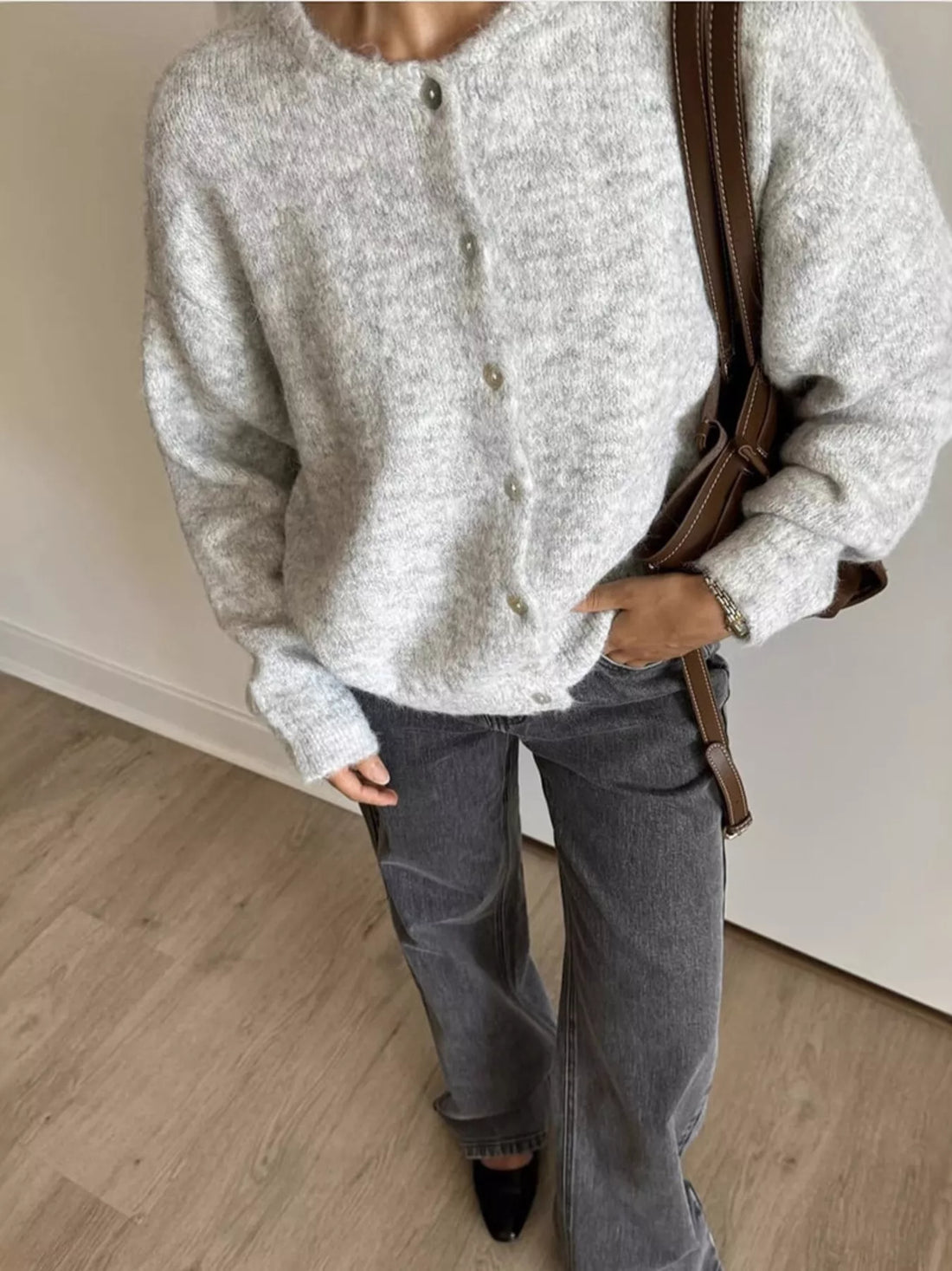 Button Up Long Sleeve Cardigan - cas7m