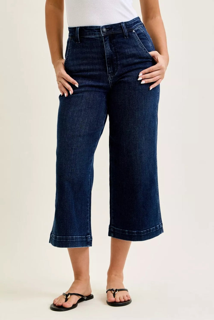 Judy Blue High Waist Ankle Wide Jeans - cas7m