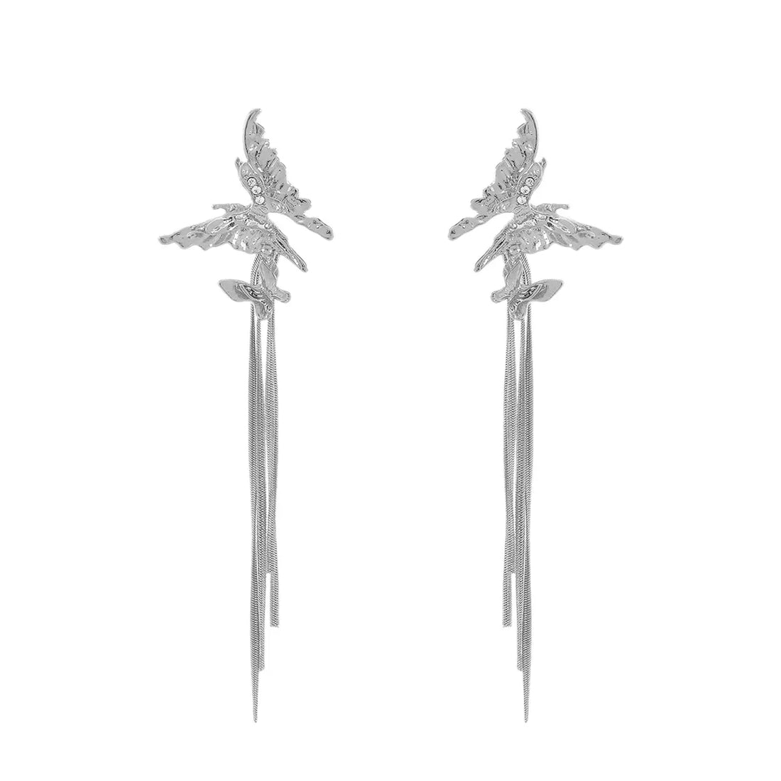 Butterfly Fringe Dangle Earrings - cas7m
