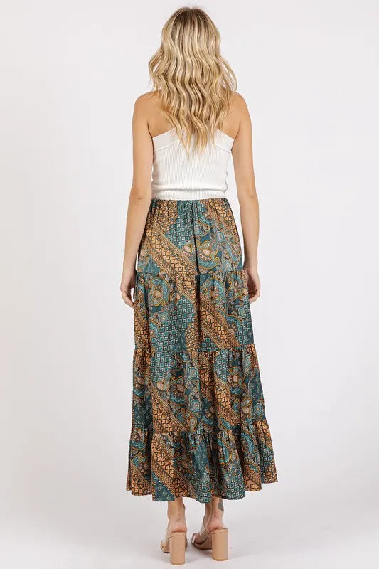 Mittoshop Paisley Patchwork Print Satin Maxi Skirt - cas7m