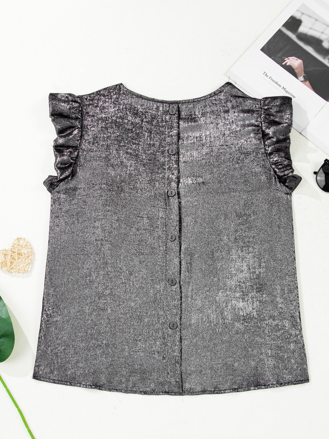 Ruffled Round Neck Tank - cas7m