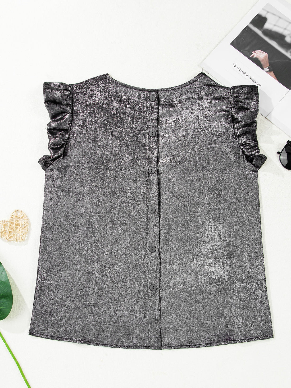 Ruffled Round Neck Tank - cas7m
