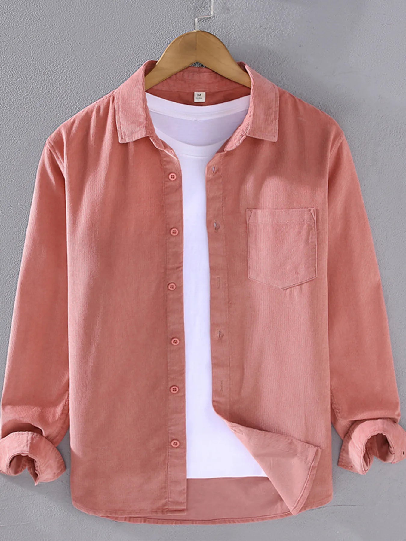 Men's Plus Size Button Up Long Sleeve Shirt - cas7m