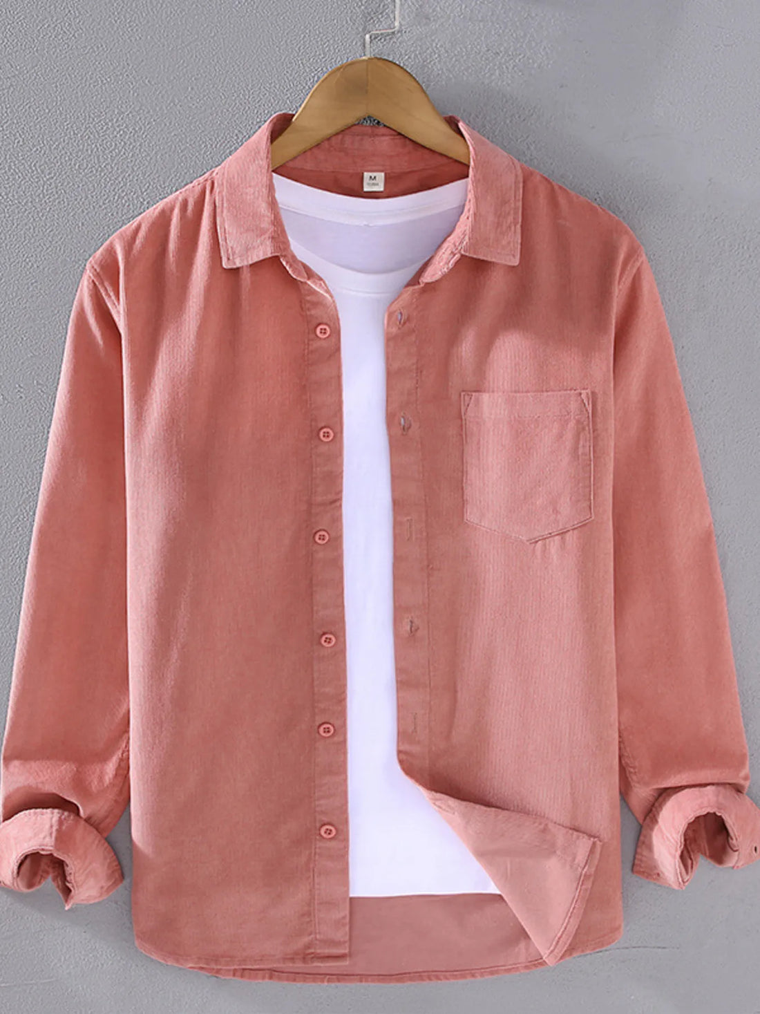 Men's Plus Size Button Up Long Sleeve Shirt - cas7m